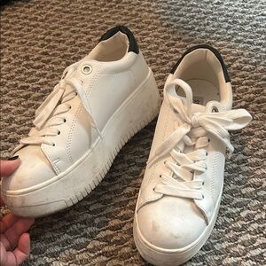 Steve Madden White Platform Sneakers with Black Accents